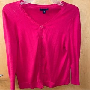 Bright pink Gap cardigan